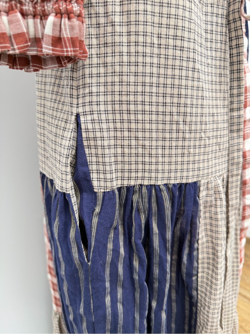 Daughters of India Poet Patchwork Wrap Blue Red Dress Size Small - Picture 6 of 14